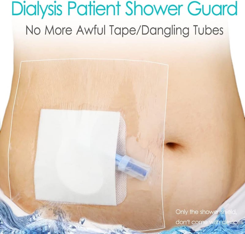 EaseToU 6"x6" Waterproof Dialysis Port Shower Covers Protector for Chest with No Glue On The Center, PICC Line Chest Port Shield Island Bandage Dressing Accessories, Pack of 25 - Image 2